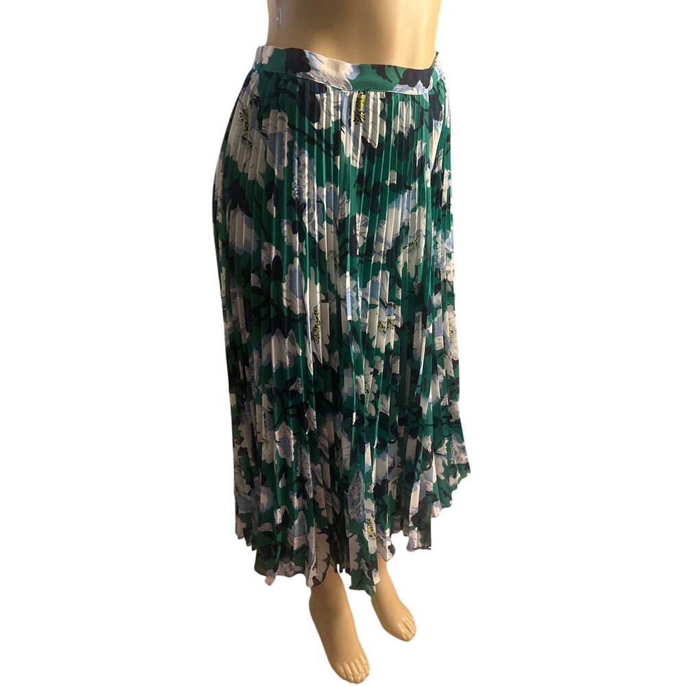 Maeve Green Floral Pleated Maxi Skirt